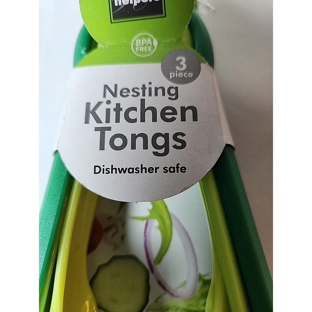 New 3-Pc Serving Tongs BPA Free Plastic 6